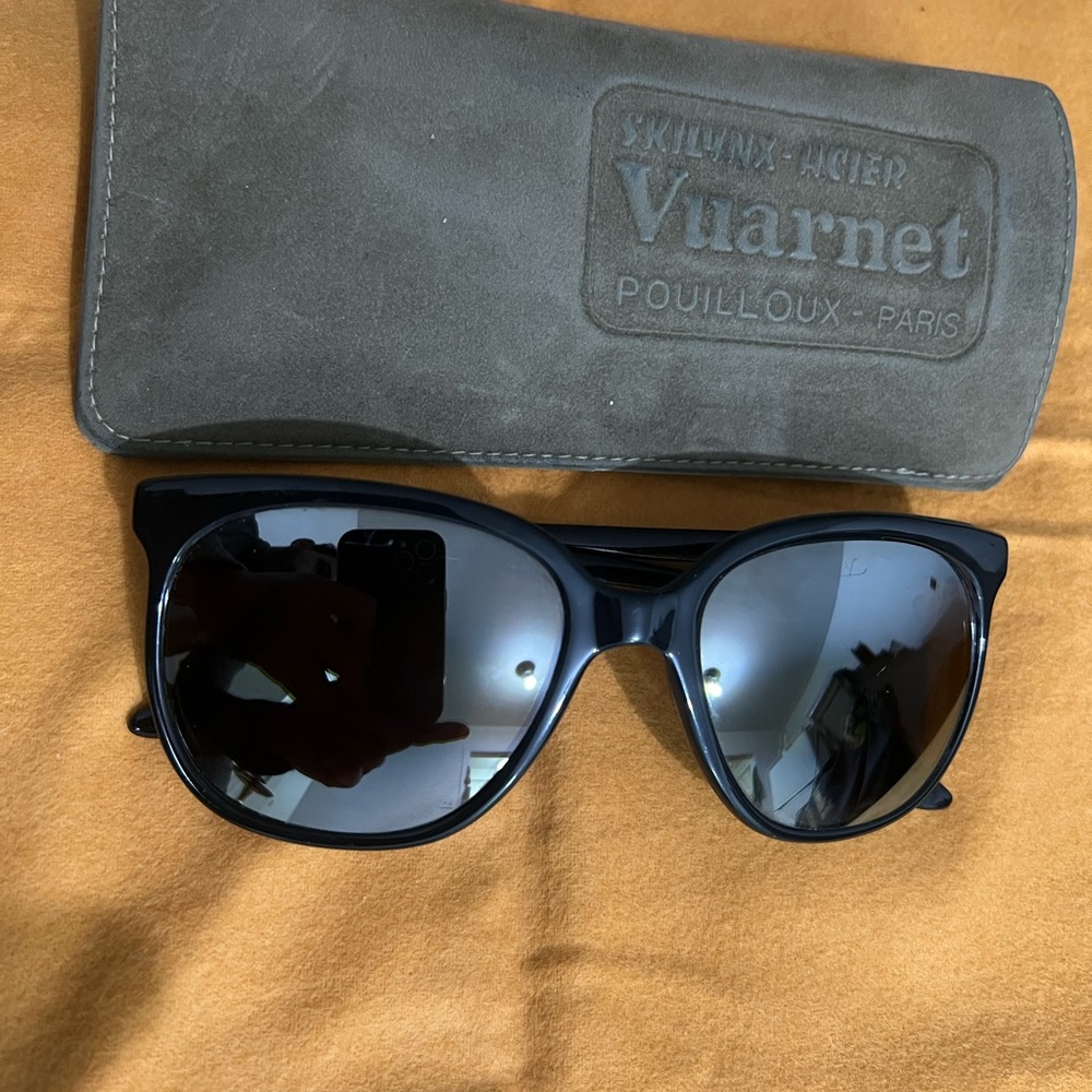 VINTAGE 1970S VUARNET POUILLOUX PX 002 SUNGLASSES BLack FRAME AVIATOR W/CASE